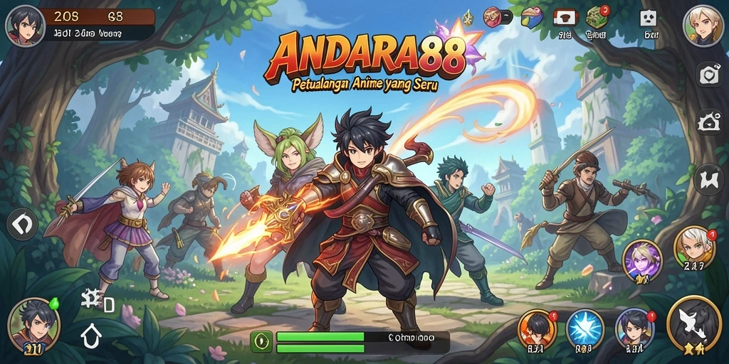 Tampilan gameplay seru dari ANDARA88 dengan karakter anime yang unik.
