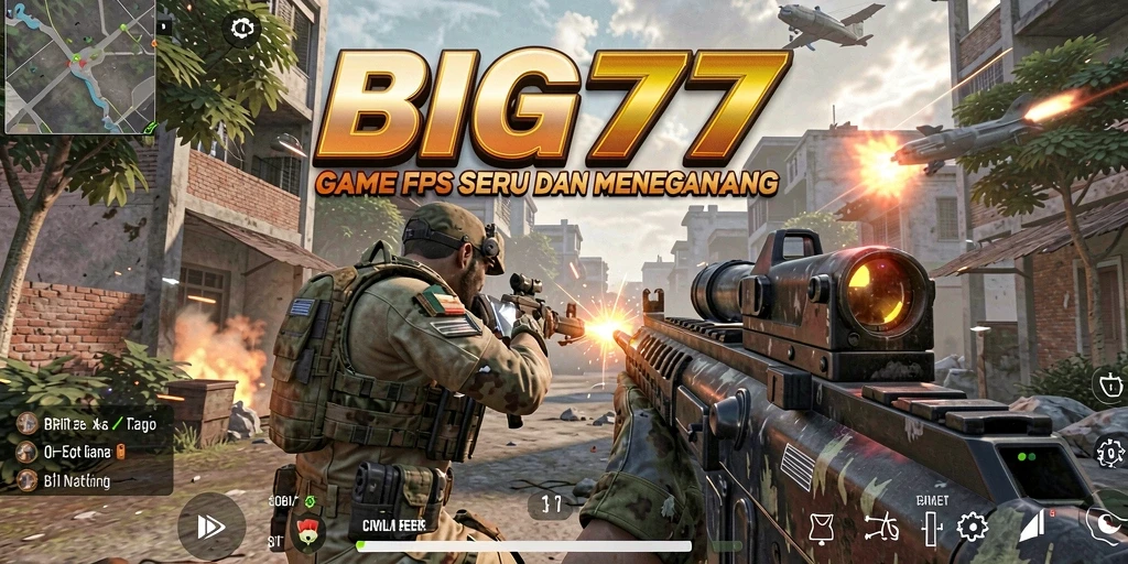 Tampilan gameplay menegangkan di BIG77 saat pertempuran berlangsung.