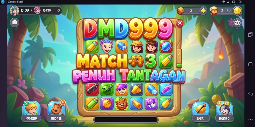 Gameplay seru DMD999 dalam permainan Match-3 dengan grafis menarik.
