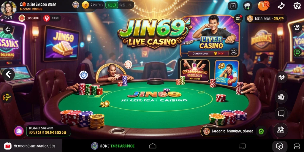 Screenshot gameplay JIN69 dengan dealer langsung yang menarik.