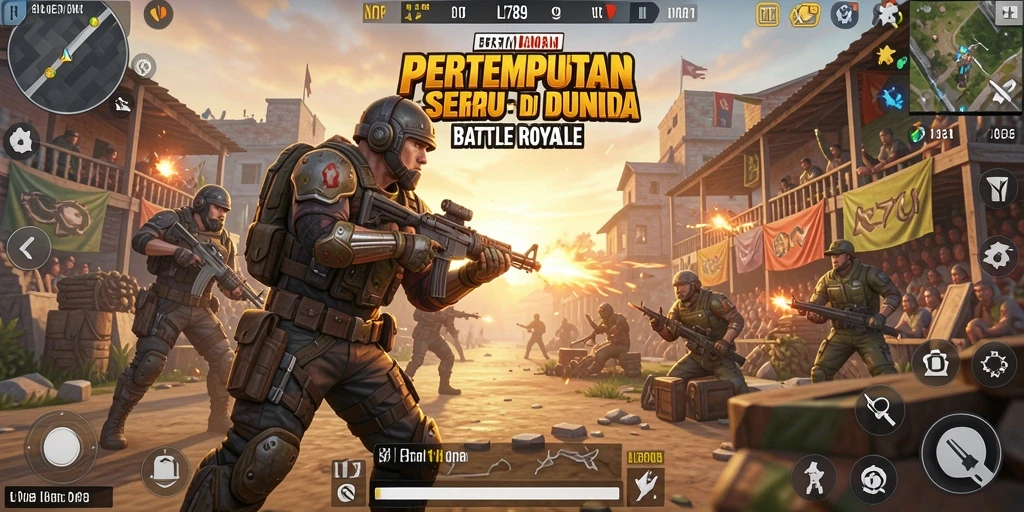 Screenshot gameplay LI789 yang menunjukkan pertarungan epik Battle Royale.