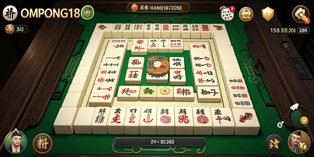 Tampilan gameplay OMPONG188 yang seru dan menantang di Mahjong.
