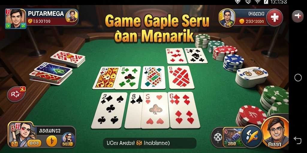 Tampilan gameplay PUTARMEGA yang seru dan interaktif saat bermain Gaple.