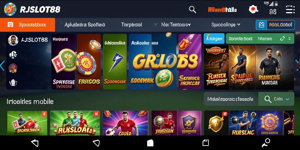 Screenshot RJSLOT88 menampilkan antarmuka sederhana untuk taruhan olahraga.