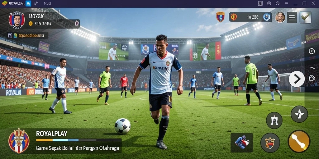Tampilan gameplay mendebarkan dalam game sepak bola ROYALPLAY.