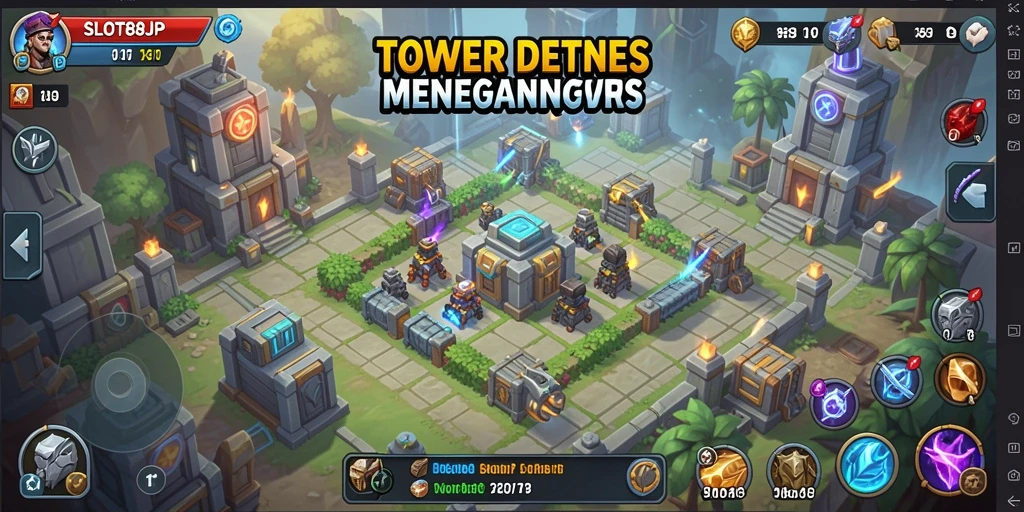 Tampilan gameplay SLOT88JP yang mendebarkan dalam mode Tower Defense.