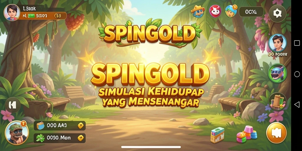 Tampilan gameplay SPINGOLD yang menarik dan penuh warna.