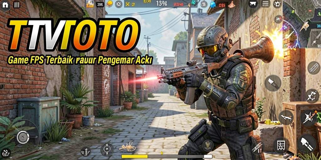 Screenshot TVTOTO menampilkan gameplay FPS yang mendebarkan.