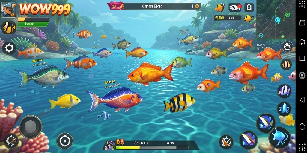 Screenshot gameplay menampilkan aksi seru dalam Tembak Ikan.